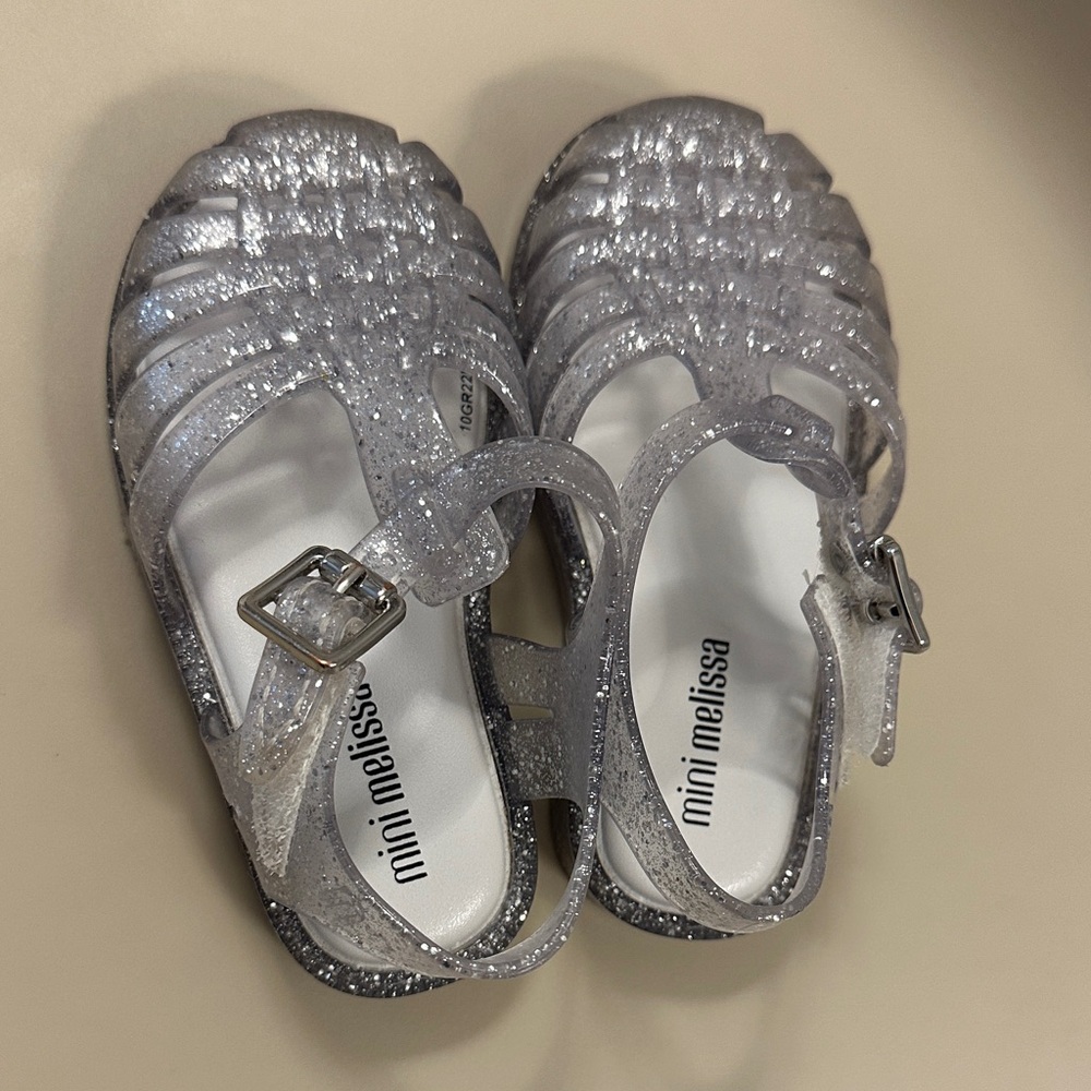 Mini Melissa Kids Glitter Sandals - Sparkling Silver